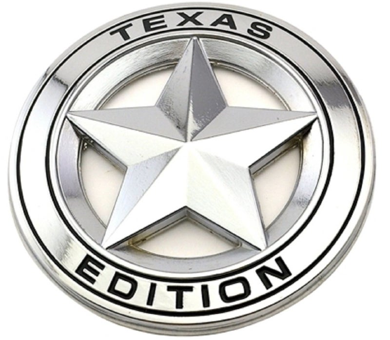 Muzzys (Set of Two) Texas Edition Star Chrome and Black Round 3" Shield Emblem Universal Stick On FITS Tundra, Tacoma, F150, Silverado, Titan, Hood, Tailgate, Grille, Fender - Image 3